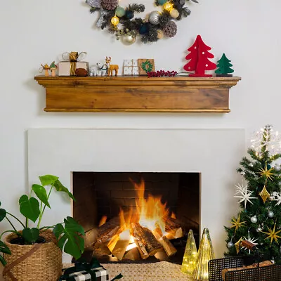Barton Fireplace Mantel Shelf Floating Easy Wall Mount 48  - 72  Ash Wood/White • $149.95