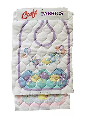 Vintage Print Baby Bib Craft Fabric Teddy Bears And Bunny Quilted Cut And Sew • $12.95