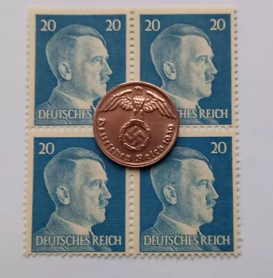 Third Reich World War 2 Coin And Hitler Stamp Set Military History Memorabilia • £6.29