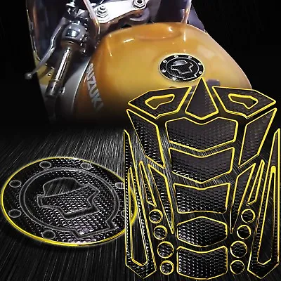16PC Perforated Gas Tank Pad+Fuel Cap Cover 97-03 GSXR-600/750/1000 Chromed Gold • $17.59