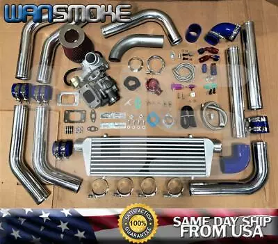 $594.99 • Buy T3/t4 Turbo Charger Kit .63 V-band Universal Tube Intercooler+bov+clamp Blue
