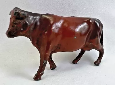 Vintage Painted Cast Iron Cow Miniature Figurine • $16.99