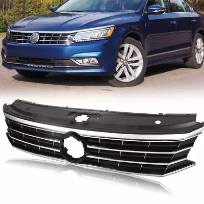 Front Grille Black Grill W/Chrome For 2016-2019 Volkswagen Passat S SE SEL • $82