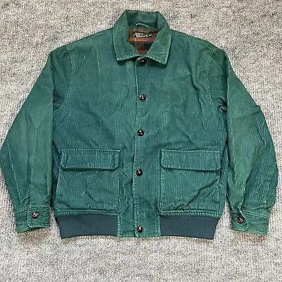 Vintage J Crew Outfitters Corduroy Green Bomber Jacket Plaid Lined Sz Small • $75