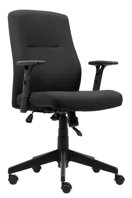 Stanley Black Fabric Ergonomic Computer Office Swivel Chair + Arms (VAT Invoice) • £71.95