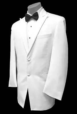 Men's White Chaps Tuxedo Jacket Two Button With Satin Trimmed Peak Lapels 40R • $19.99