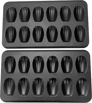 2 Pack Nonstick Madeleine Pan 12-Cup Heavy Duty Shell Shape Baking Cake Mold Pa • £25.08