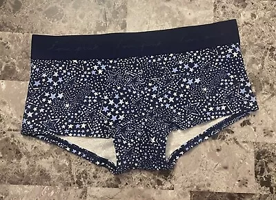 Nwt Victoria's Secret Pink Navy Blue Stars Logo Thick Waistband Boyshort Panties • $16.99