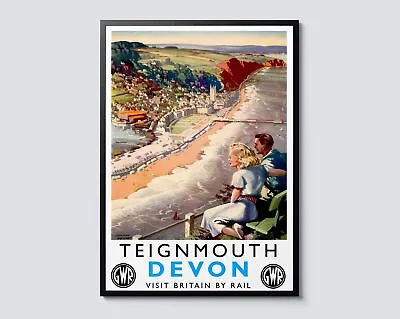 Teignmouth Devon British Railways Vintage Illustrated Travel Poster UK • £9