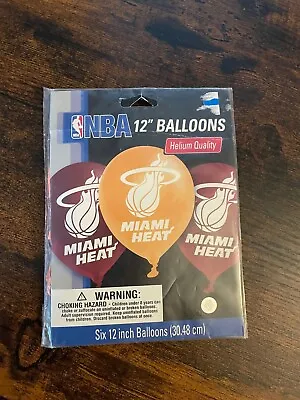 Nba Miami Heat Latex 12  Balloons (6) New In Package • $7.79