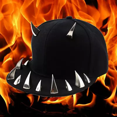 Devil Horns Cap Demon Snapback Punk Rock Spike Studded Baseball Hat • $12.99