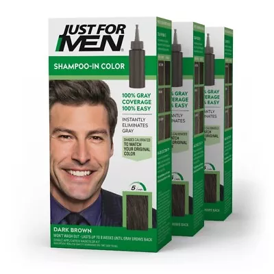 Just For Men Shampoo-in Hair Dye For Men H-45 Dark Brown 3 Pack • $24.19