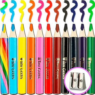 Tinygeeks Jumbo Pencils - NEW 2024 Triangle Short Colored Pencils For Kids And R • £8.36