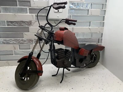 $42 • Buy Motorcycle Art Sculpture Tabletop Home Decorative Metal Wood 15” Bike