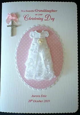 Personalised On Your CHRISTENING Day Hand Made Card For Grand DaughterNiece Etc • £6.99