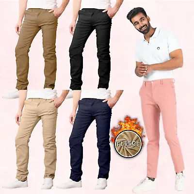 3-Pack Mens Heavyweight Fleece-Lined Stretch Chino Uniform Work Pants NEW • $39.97