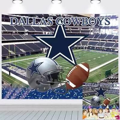 Cowboys Dallas Birthday Backdrop Banner Background Cartoon Party Suppies 7x5ft • $25