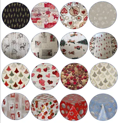 £7.50 • Buy Pvc Wipe Clean Vinyl Table Cloth Christmas Printed Designs Diameter Round Cover 