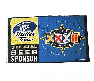 VINTAGE 1998 SUPER BOWL 32 XXXII Miller Lite FLAG 3' X 5' PACKERS VS. BRONCOS • $8.69