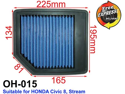 $79 • Buy High-Flow Drop-In Simota Air Filter For Honda CIVIC 8, STREAM, OH-015