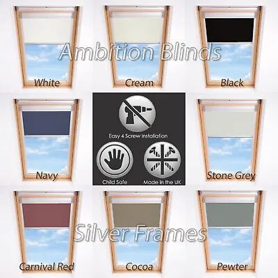 Thermal Blackout Skylight  Blinds For Velux Windows Silver Frames High Quality • £28.50