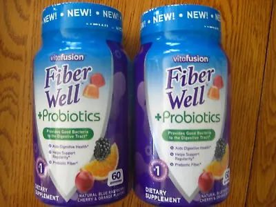 Lot Of 2 Vitafusion Fiber Well + Probiotics Dietary Supplement  Free S/h • $29.99