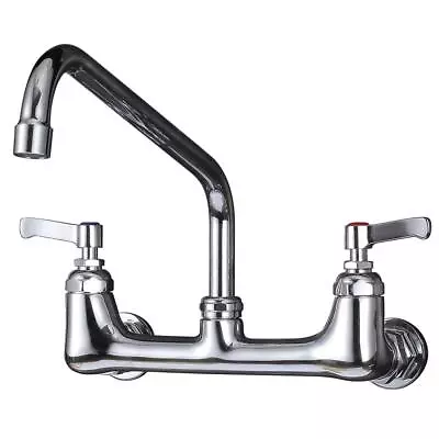 Commercial Kitchen Faucet 8 Inches Center Wall Mounted 360°Swivel Sink Mixer Tap • $43.29