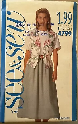 Vtg Butterick See & Sew Pattern 4799 Misses'/Petite Vest Top Skirt Sz LXL Unc • $2.94