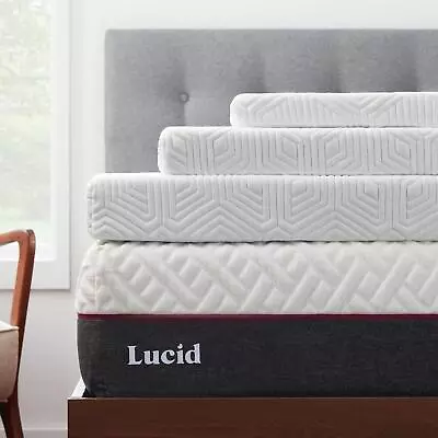 LUCID 2 3 4 Inch Cooling Gel Memory Foam Mattress Topper - Full Queen King • $116.95