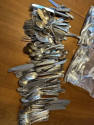 150 Piece Estate Antique Silverplate Flatware  Mixed LOT Assorted Patterns • $20