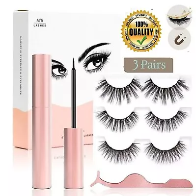 $11.40 • Buy Magnetic False Eyelashes Natural Eye Lashes & Extension Liquid Eyeliner Tweezer