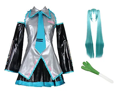 Halloween Cosplay Costume Super Alloy Hatsune Miku With Wigs Leek Set US Size • $136.98