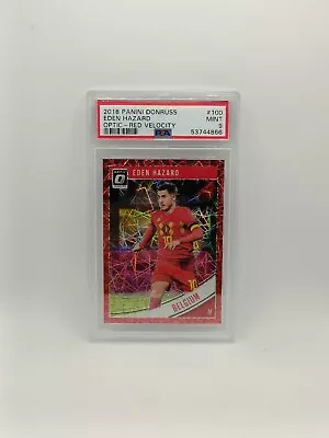 Eden Hazard /50 - 2018 Panini Donruss Optic Red Velocity PSA 9 Belgium • £43.99