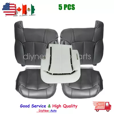 Front Leather Seat Cover Dark Gray Foam Pad For 99-02 Chevy Silverado GMC Sierra • $138.99