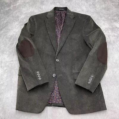 Chaps Blazer Men 38R Gray Brown Corduroy Elbow Patches Cotton Classic Academia • $39.97