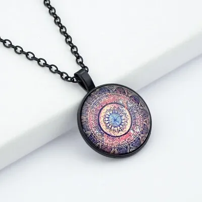 $2.99 • Buy Glass Round Hemisphere Pendant Black Necklace Classy New Ethnic Jewellery Gift