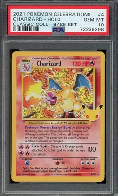 $240 • Buy 2021 PSA 10 Pokemon Celebrations Classic Collection Charizard 4/102 Base Set