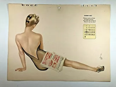 February 1943 Varga Pinup Girl Calendar Page Backside Of Blond Woman  E • $41