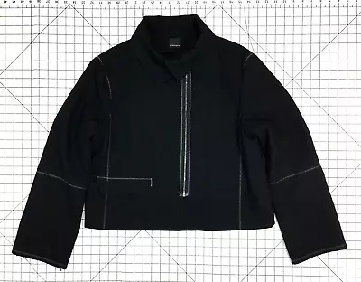 $49.99 • Buy Annette Gortz Women's XL Virgin Wool Blend Double Full Zip Black Cropped Jacket