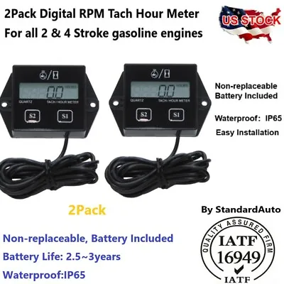 2x Digital RPM Tach Hour Meter Tachometer Gauge For Motorcycle Bike 2/4 Stroke • $15.36