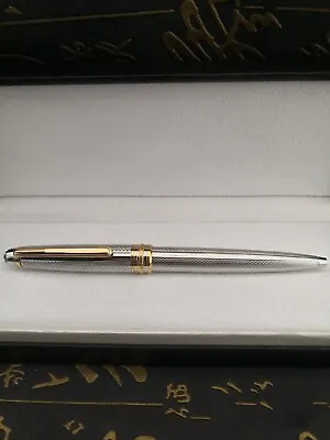 Luxury 163 Metal Series Grid Silver + Gold Clip 0.7mm Nib Ballpoint Pen • $20.40