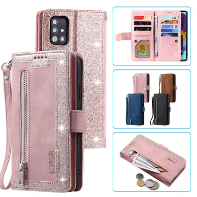 9 Card Slots Zipper Wallet Leather Case For Samsung S23 S21 S20 FE S10 S9 S8Plus • $19.99