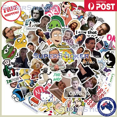 50pcs Funny Emoji Internet Meme Vinyl Stickers Skateboard Laptop Waterproof • $4.89