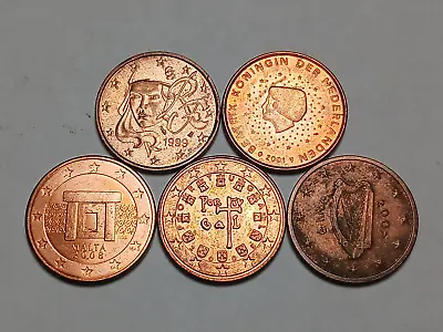 5x Euro Coins - 5 Cents Type Set - No Duplicates! - Ireland Malta France Etc • $3.95