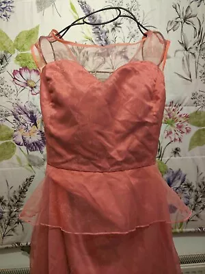 Lindy Bop Baby Pink Dress Size 22 Wedding Prom Glam Gown Ladies Retro Womens • £4.99