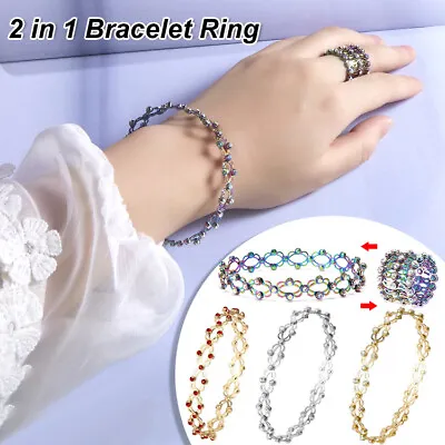 £6.58 • Buy 2 In 1 Adjustable Magnetic Therapy Transforming Bracelet Ring Magic Twist Ring-