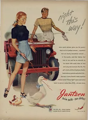 $16.88 • Buy 1946 Jantzen Clothing Ad: Willys Jeep W/ Duck Crossing Theme - Very Cute!