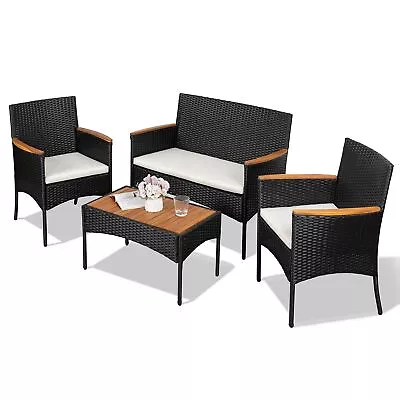 4-Piece Patio Furniture Set Outdoor Wicker Patio Conversation Furniture Set ... • $291.68