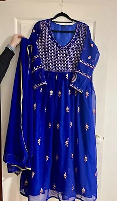 Anarkali Style Silk Gown With Georgette Dupatta Embroidered - 2XL • $20