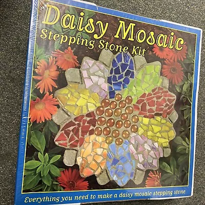 Mosaic Stepping Stone Kit Daisy Brand New In Box Real Glass Gems And Stained Usa • $35.39